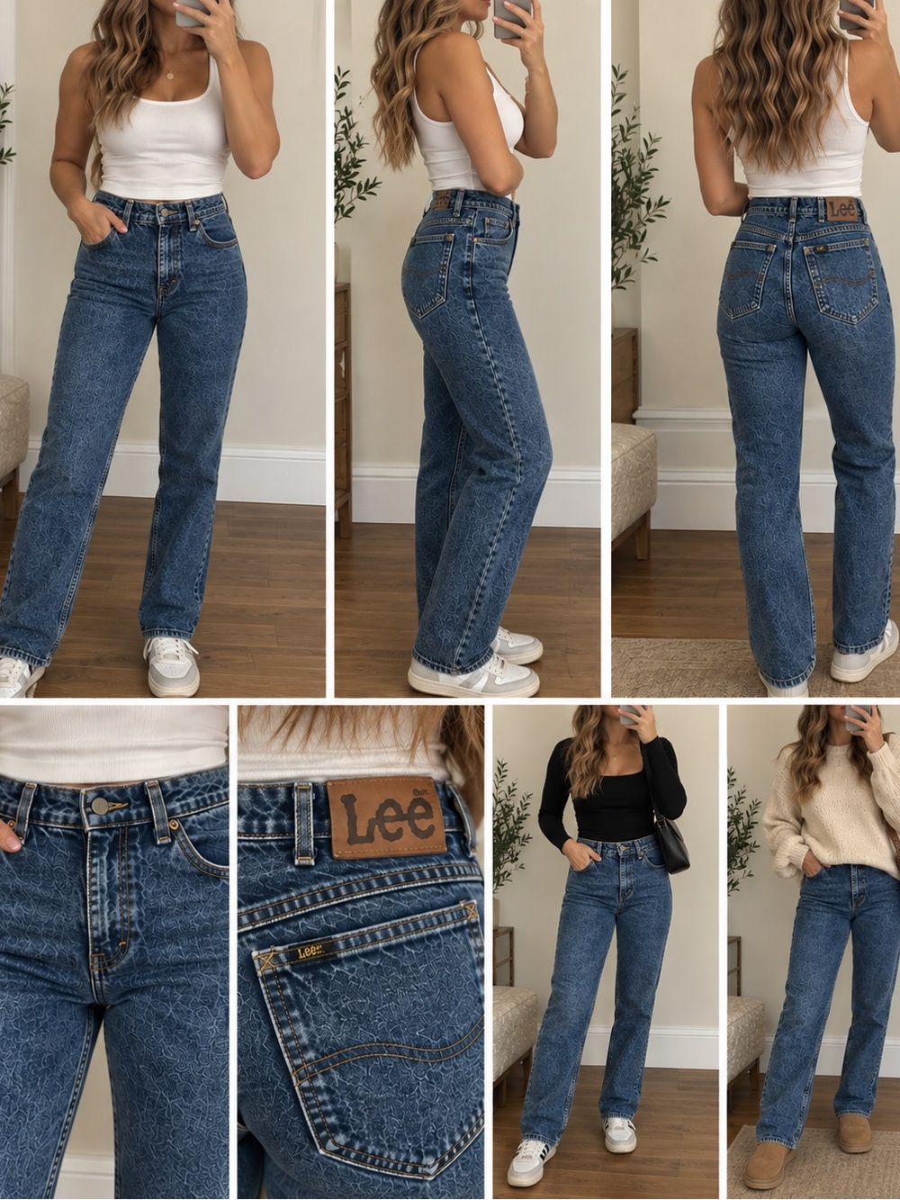 Vintage Lee Acid Wash High Rise Straight Leg Jeans W30